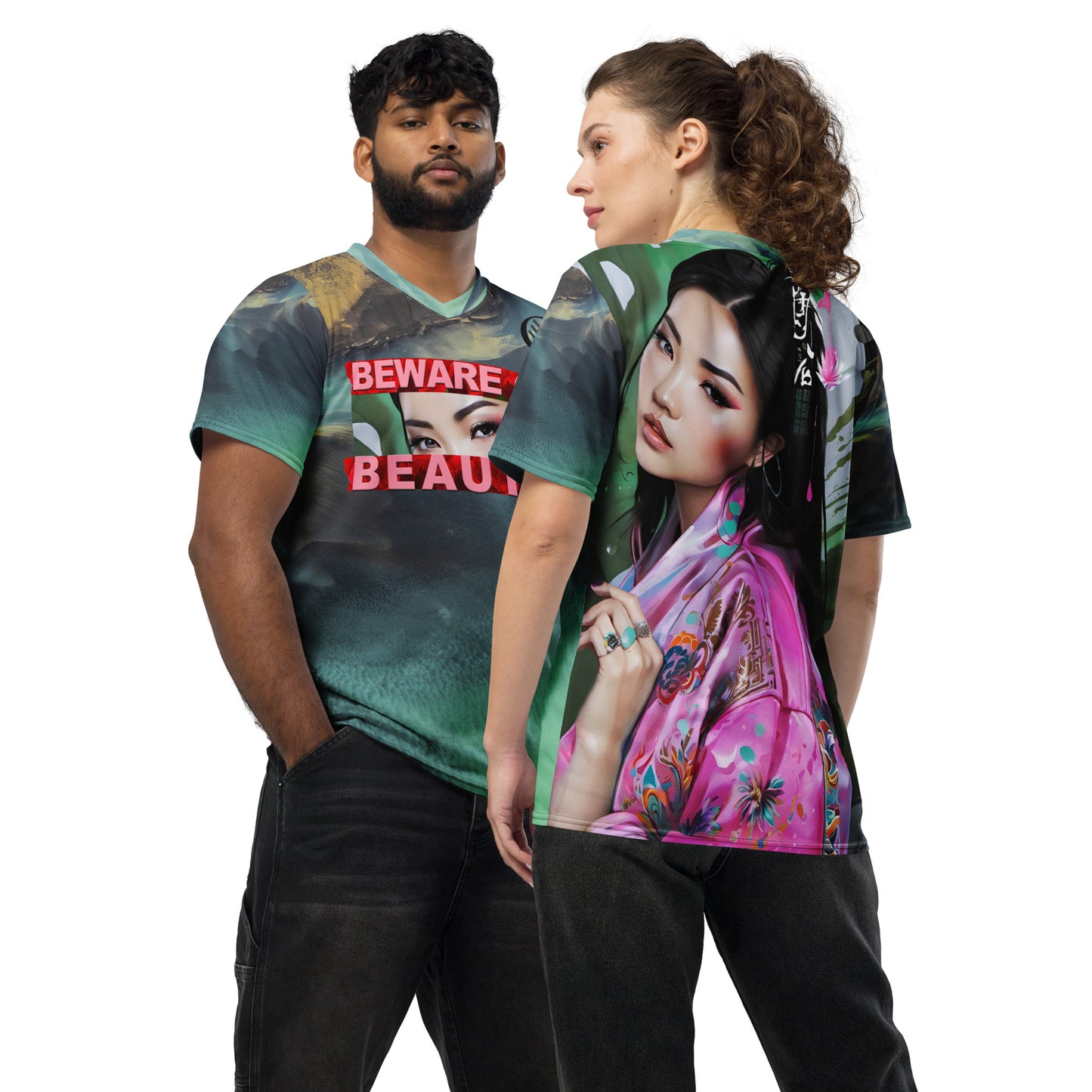 Beware Of Beauty Recycled unisex sports jersey