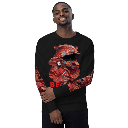 Beauty Flower Pattern Unisex organic raglan sweatshirt