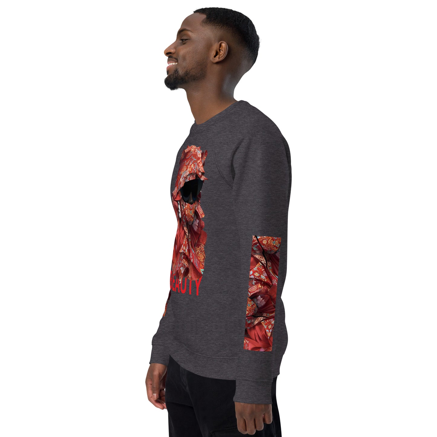 Beauty Flower Pattern Unisex organic raglan sweatshirt