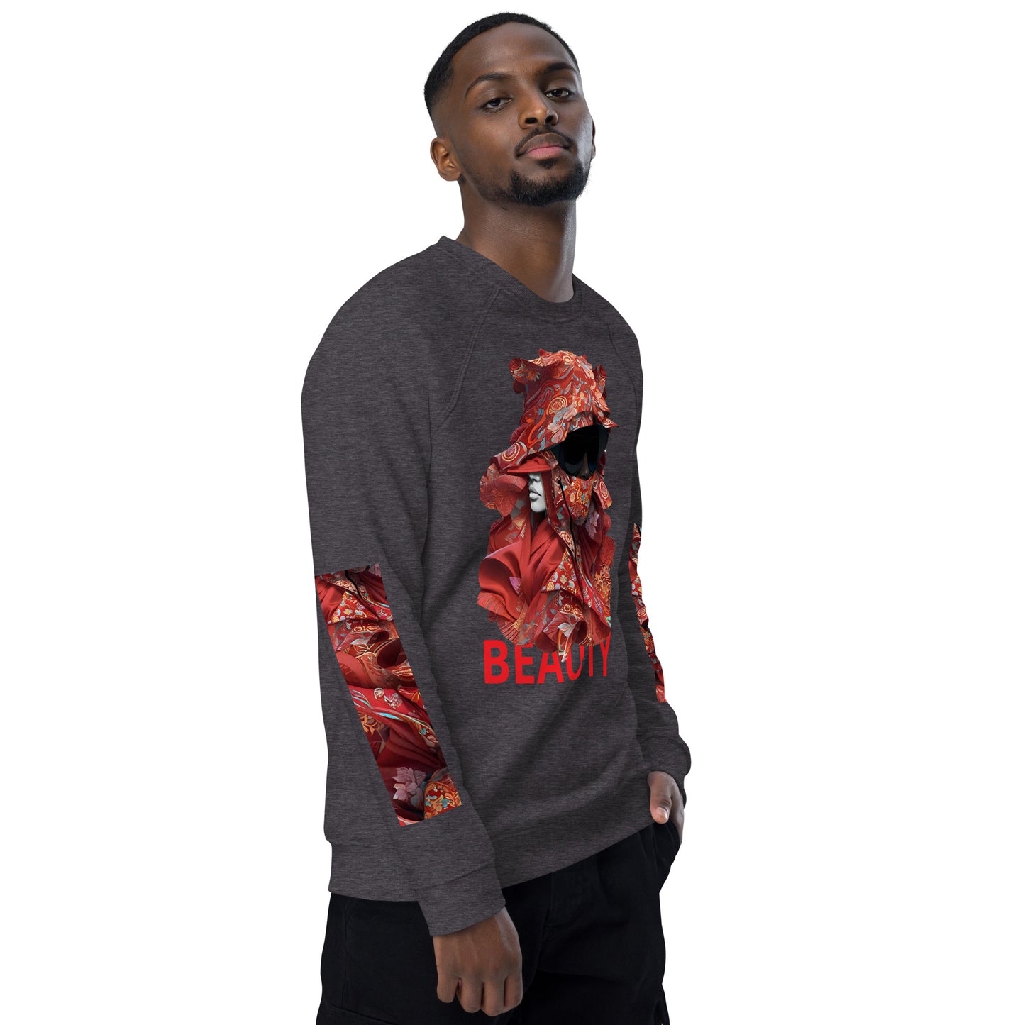 Beauty Flower Pattern Unisex organic raglan sweatshirt