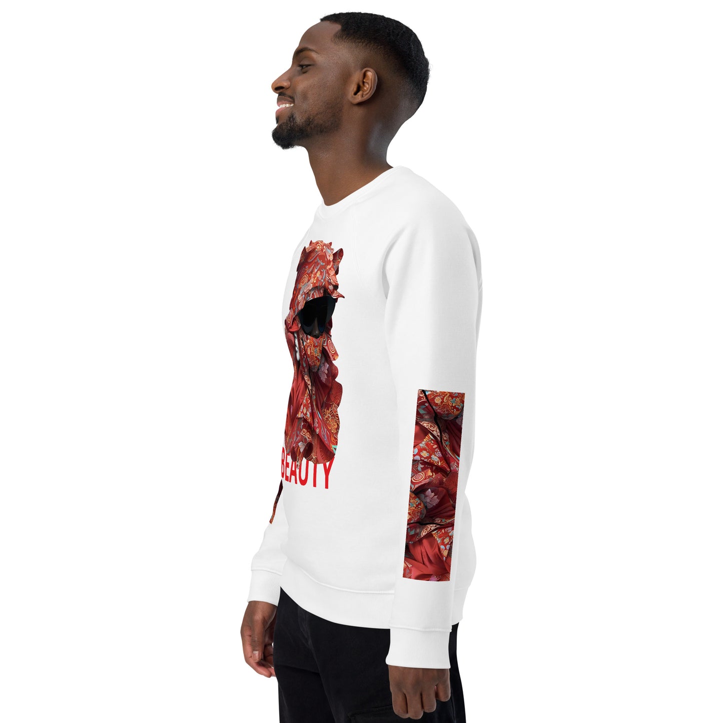 Beauty Flower Pattern Unisex organic raglan sweatshirt