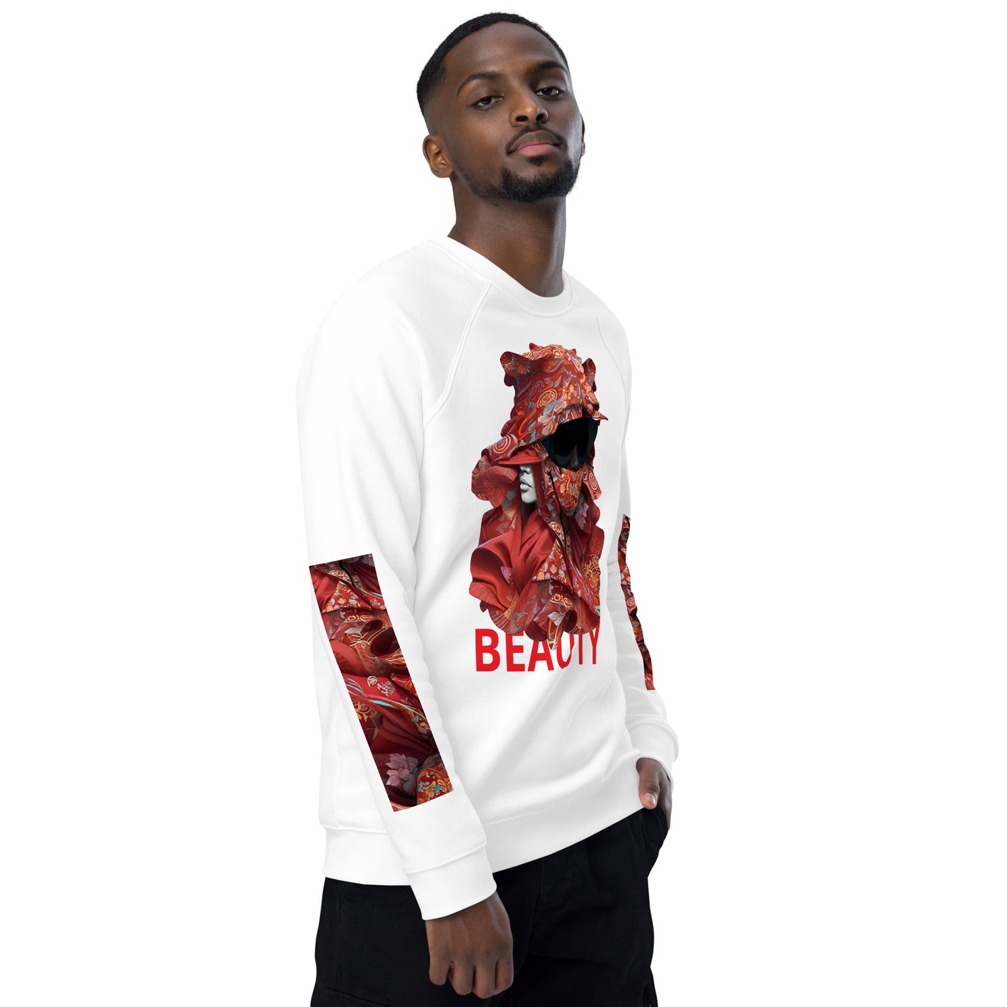 Beauty Flower Pattern Unisex organic raglan sweatshirt